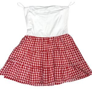 NWT Thirty Thirty LA Gingham Tiered Strapless Sundress Cottagecore Dress L